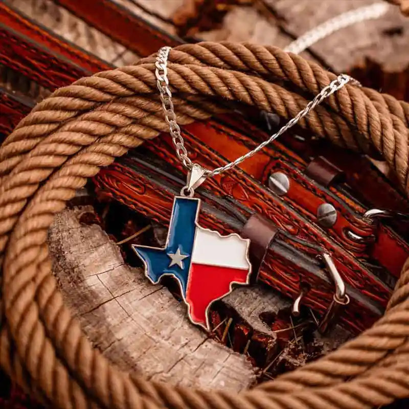 Texas State Shaped custom pendant necklace with sterling silver chain